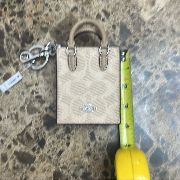 Coach Tan & White Mini Bag Charm with Gold Hardware NEW - Picture 8 of 10